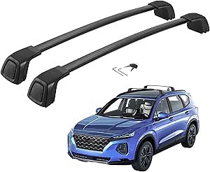 BougeRV Roof Rack Cross Bars Compatible with Hyundai Santa Fe 2019-2023 with Anti-Theft Lock, 165 LBS Capacity Aluminum Anti-Rust Luggage Bar for Cargo Carrier Kayak Canoe Bike Ski Snowboard