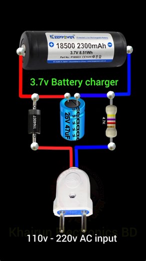 Charge 3.7V Battery Directly from110V-220V AC #electronics #shortsfeed #khairunelectronicsbd