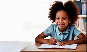 Schoolgirl at her desk writing in a notebook, close-up. Girl student at her desk with a pen and notebook. Beginning of the school year, back to school. Stock Video