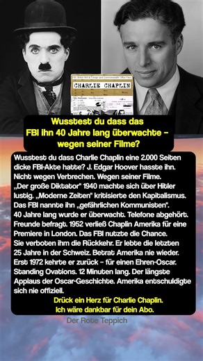 Charlie Chaplin: Das FBI überwachte ihn 40 Jahre lang 🕵️