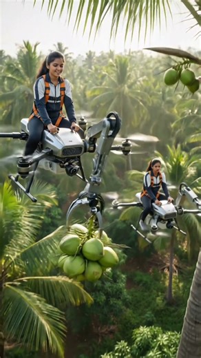 Cinematic Drone Farming: Precision Coconut Harvesting#shorts#farming#automobile#agriculture