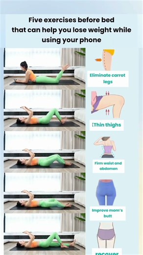 5 Easy Exercises Before Bed 🔥 | Night Workout for Legs, Waist & Glutes #Shorts