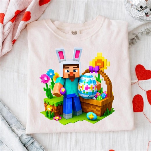 Easter Pixel Gaming Bunny PNG, Egg Hunting Gamer Shirt Design, Retro Block Kids Boys Digital File - Etsy