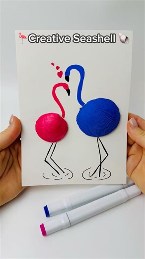 🦩Creative Seashell Art for Beginners #shorts #creative #papercrafts #crafts #diy