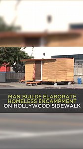 18K views · 171 reactions | A man set up an elaborate homeless encampment -- a makeshift wooden shed -- in Hollywood. The man says he's trying to survive homelessness with a different approach. https://abc7.la/3FoqRRC | ABC7 | Facebook