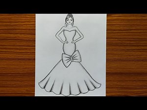 Easy Barbie doll drawing | Barbie drawing | How to Draw a Barbie With Beautiful Dress | art video