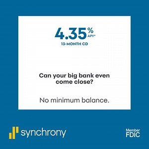 There aren’t many banks that can beat this rate! Open an FDIC insured CD today with no minimum balance. | Synchrony Bank