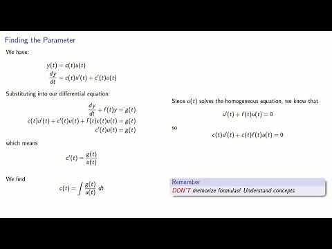 Variation of Parameters (First Order Equations)