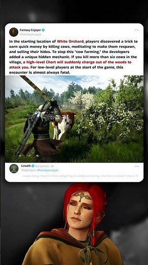 DON’T Kill the Cows in White Orchard... 🚫🐄 #TheWitcher #GamingFacts #fantasy