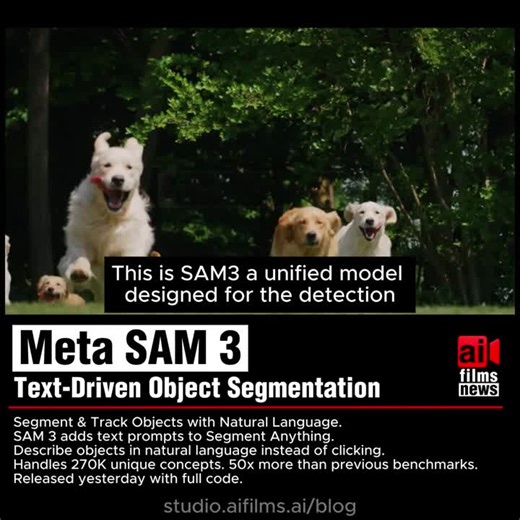 Meta releases SAM 3: Text-Driven Object Segmentation and Tracking | AI FILMS posted on the topic | LinkedIn