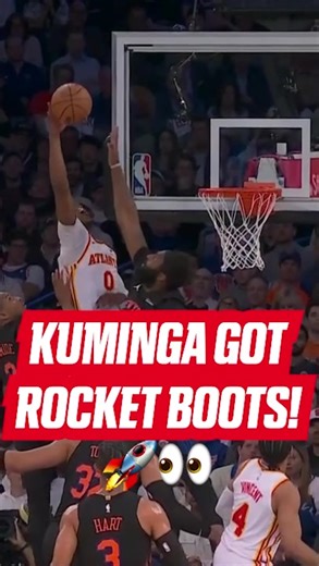 KUMINGA GOT 🆙 Jonathan Kuminga looking like he jumped off a trampoline for the alley-oop flush! 🚀 #NBAPlayoffs #jonathankuminga #atlantahawks #dunk #fyp