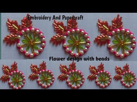 Flower embroidery design with beads|lace design tutorial #embroiderydesigns #handembroidery #latest