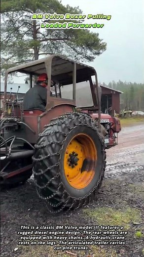 BM Volvo Boxer Pulling Loaded Forwarder