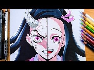 ANGRY vs HAPPY || drawing Nezuko Kamado 😊 - [ Kimetsu no Yaiba & Demon Slayer ]