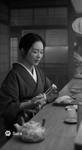 明治後期の寿司屋、女性がひとり寿司を味わう #明治 #寿司 #寿司屋