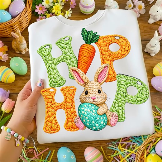 Hip Hop Easter PNG, Faux Yarn Crochet Bunny PNG, Chunky Knit Pattern Happy Easter Shirt, Latch Hook Sublimation Design, Retro Easter PNG - Etsy