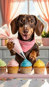 Dachshund’s Hilarious Cupcake Decorating Challenge Created by: Dachshund Discovery | DachshundArts.com
