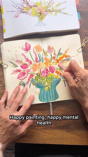 Painting watercolor flowers and pastels for inspiration