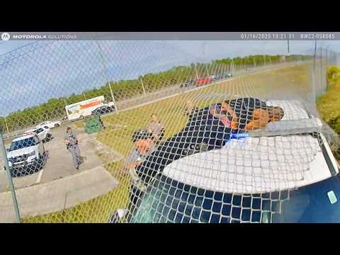 Cop Pins Fleeing Shoplifter Against Fence