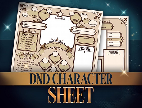Dnd 5E Character Sheet: Editable, Fillable, Color & Lineart (digital Download) - Etsy