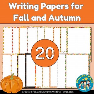 November Fall Themed Writing Papers for Fall and Autumn: Color Templates