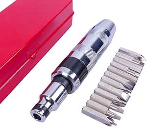 1/2" Hand Manual Reversible Impact Driver Set, 13 PCS Impact Screwdriver Kit, S2 Steel Bits Repair Tool, With 12-Piece CR-V Slotted, Disengage Rusted Fasteners or Frozen Bolts