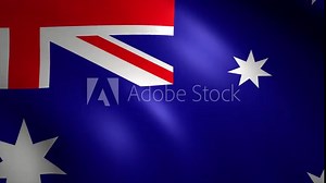Flag of Australia (Australian Flag) Waving in the Wind (Zoom Out)