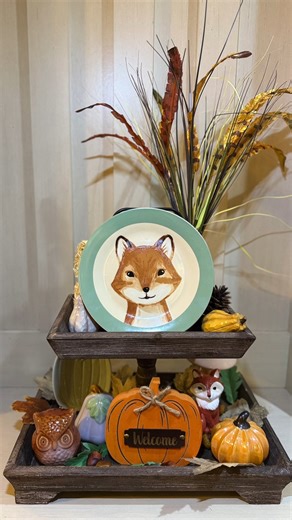 🍂 Fun Fall Forest Animal Tiered Tray | Dollar Tree DIYs & Finds | Crafty Beach