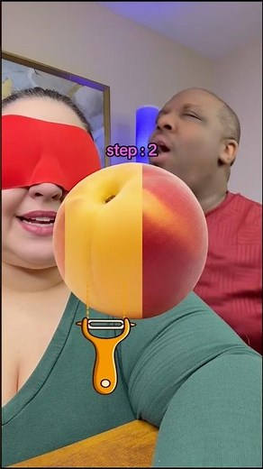 Blindfolded Wifey Tries To Peel Peach! #couple #game #challenge #gamenight #relationshipgoals