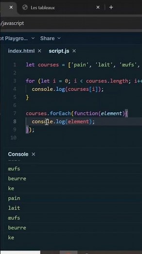 Les boucles avec les tableaux #boucles #programmation #tableaux #algorithmique #foreach #javascript