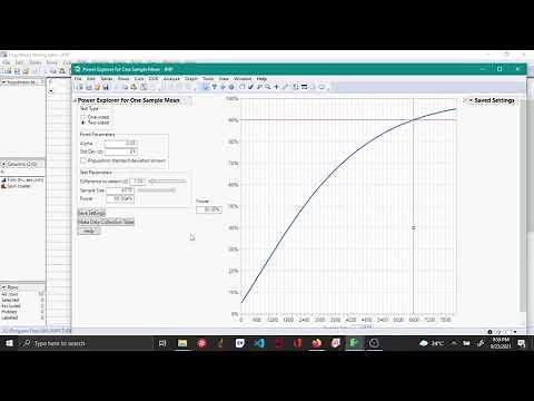 Hypothesis testing - Sample size for 1 sample t test - JMP