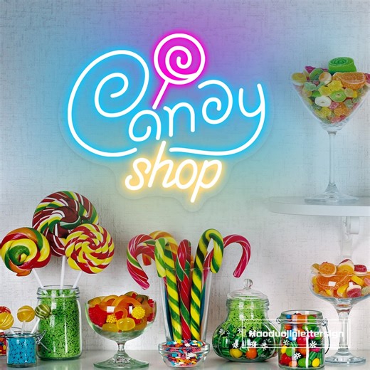 Custom Candy Shop LED Neon Sign Candy Lollipop Food Night Light Home Wall Kitchen Decor Coffee Bar Shop Store Decoration Business Sign - Etsy