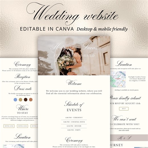 Elegant Minimalist Wedding Website Template, Fully Customizable Design, Digital Download - Etsy