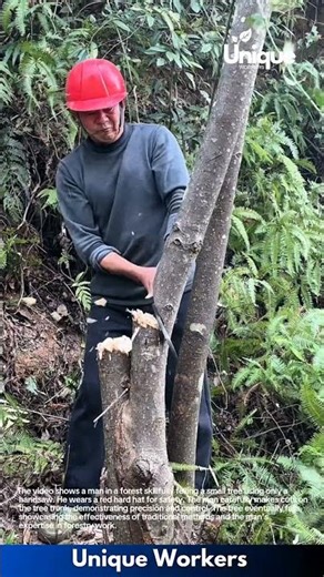 Tree Felling with a Hand Saw: Precision and Skill in Action