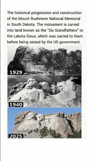 the historical progression and construction of the Mount Rushmore National Memorial in South Dakota