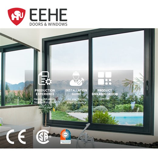 EEHE Hurricane Impact Sliding Windows NFRC Certified Soundproof Waterproof Aluminum Design Sliding Windows