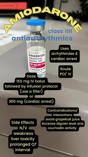 550 reactions · 214 shares | Amiodarone uses #nursingschoolstudy #nursing #nursingeducation #nursingschoolclinical #futurenurse #absnstudent #rn #nursingexams #nursingstudents #nursingstudentstudy #absn #absnprogram #acls #amiodarone #vtach #vifb #icu #er #pharmacology #CapCut | Professormollie | Facebook