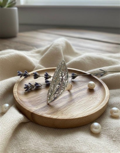 Filigree Leaf Statement Ring, Vintage Style Nature Inspired Ring - Etsy