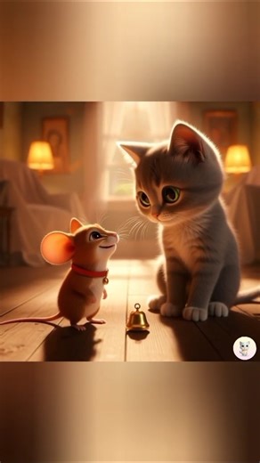 Cat and Mouse story | story of kitty who got scared by bell sound #shorts #cutecat #cat #cartoon