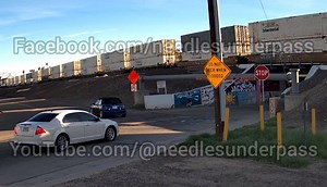 Dude gets schooled! Stop sign runner. *Language | Needles Underpass