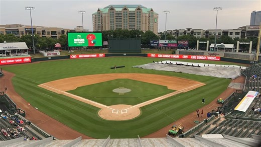 Tarp is off! First pitch is now at 6:40 pm. | Frisco RoughRiders