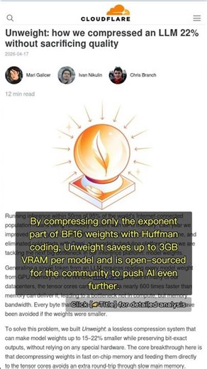 🧐👉 Cloudflare Unveils Unweight: 22% Lossless LLM Compression, No Quality Drop #QixNewsAI