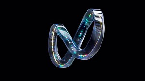 Glass Infinity symbol with neon in loop rotation 360 animation with alpha channel