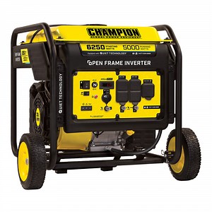 Champion Power Equipment 301 CC Gasoline-Powered Open Frame Inverter Portable Generator with Wheel Kit 100519 - 6,250 / 5,000W, 120/240V