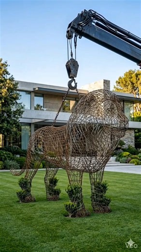 Luxury Lion Topiary Transformation 🌿 From Metal Frame to Living Sculpture #Shorts #topiary #lion #ai