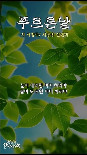 [감성시낭송] 푸르른 날 / 시 서정주 / 시낭송 설연화 / 눈이 부시게 푸르른 날은 그리운 사람을 그리워하자 /#유명시 #명시 #좋은시