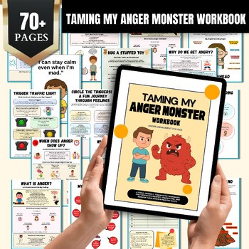 Taming My Anger Monster Workbook, Anger Control for Kids, Anger Coping Skill,PDF