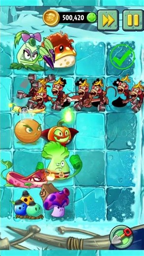 PvZ 2 - Four Cell Attack - Toadstool & Other Plants Vs 20 Ice Weasel & 20 Monkey Zombies #shorts
