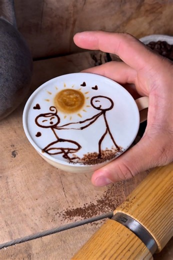 فن الرسم بالقهوة يروي قصة حلوة