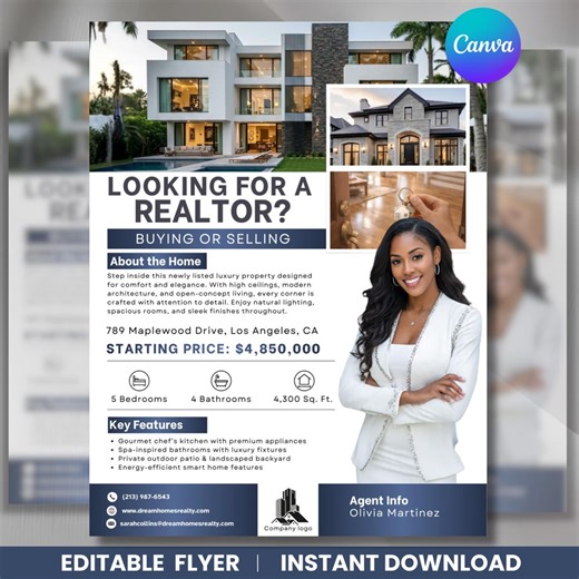 Real Estate Agent Flyer, Buying or Selling Ad, Home Buying Flyer, DIY Realtor Flyer, Real Estate Marketing, Canva Editable - Etsy